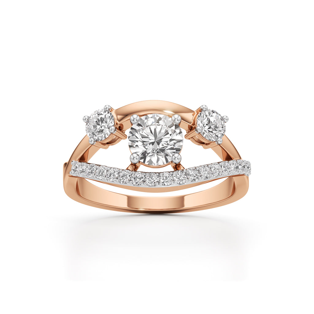 Celestia Three-Stone Diamond Arc Ring