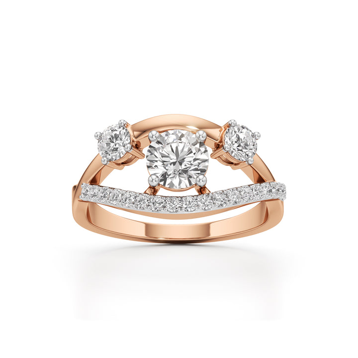 Celestia Three-Stone Diamond Arc Ring