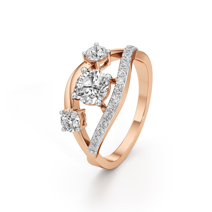 Celestia Three-Stone Diamond Arc Ring