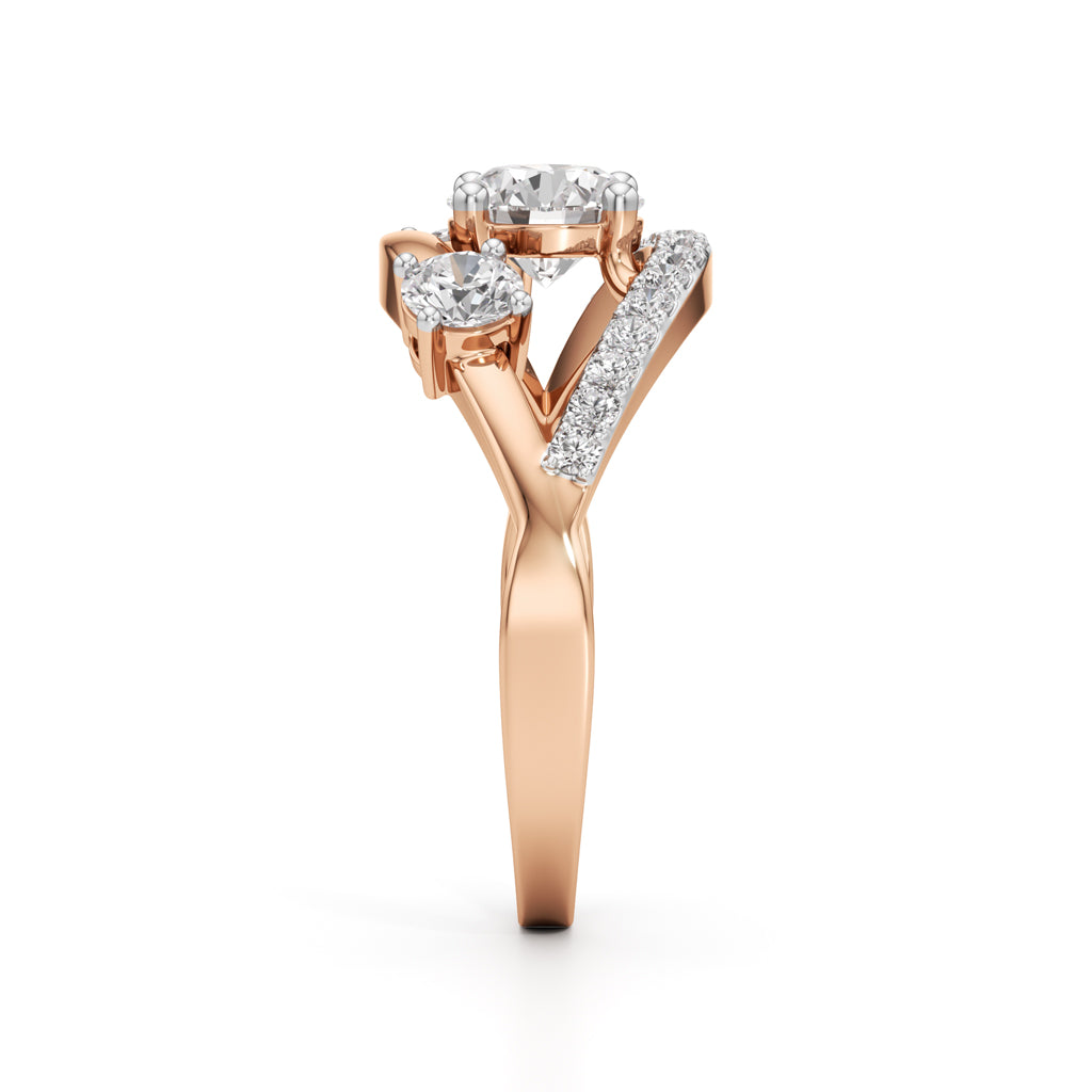 Celestia Three-Stone Diamond Arc Ring