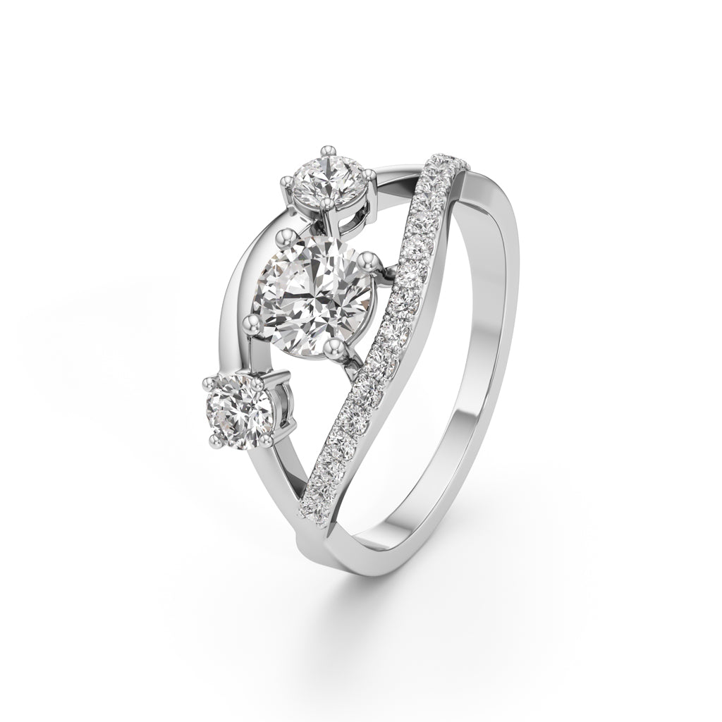 Celestia Three-Stone Diamond Arc Ring