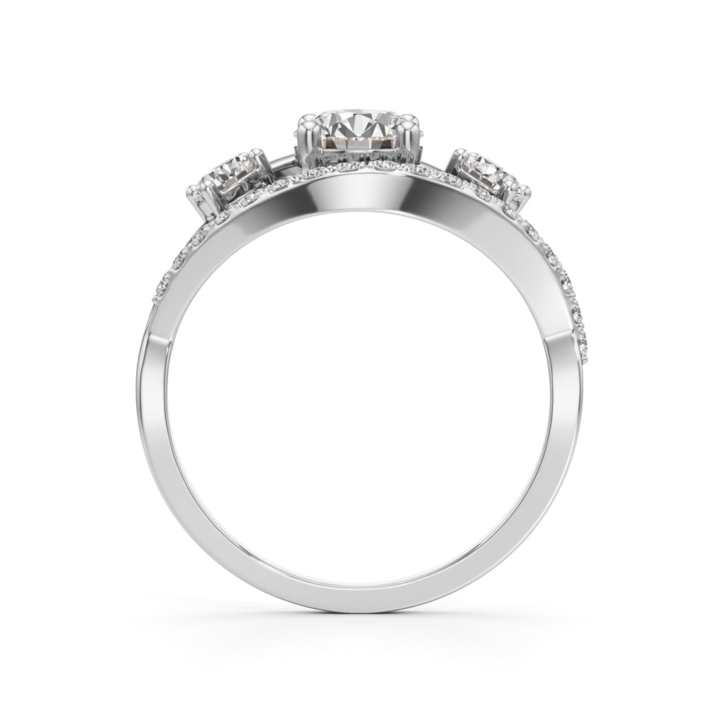 Celestia Three-Stone Diamond Arc Ring