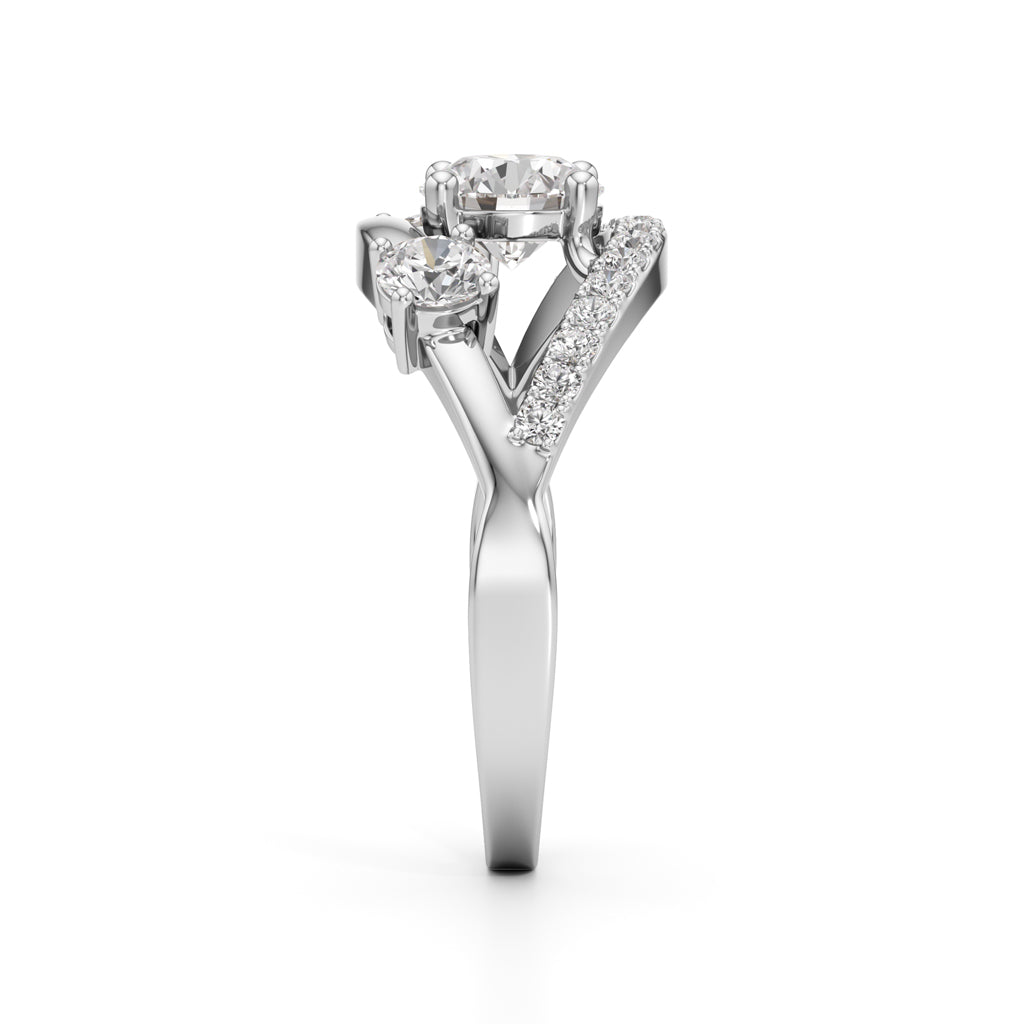 Celestia Three-Stone Diamond Arc Ring
