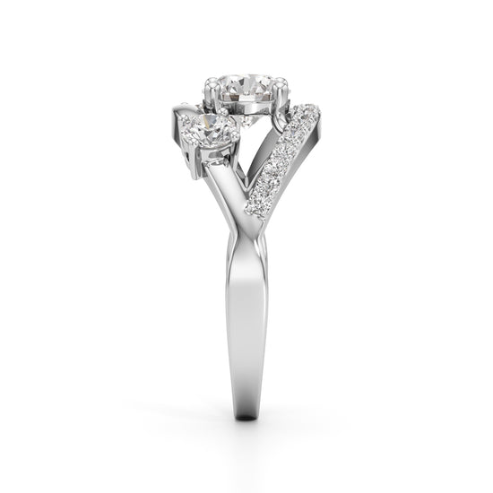 Celestia Three-Stone Diamond Arc Ring