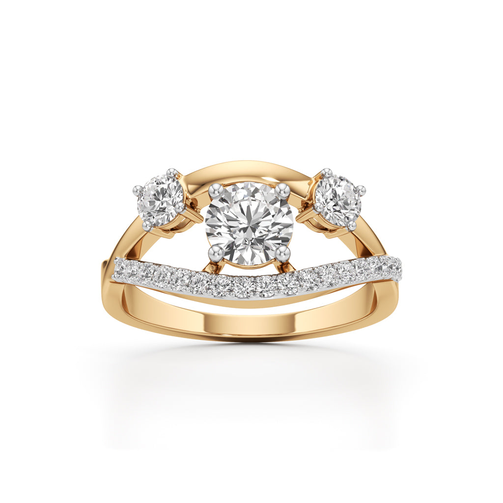 Celestia Three-Stone Diamond Arc Ring