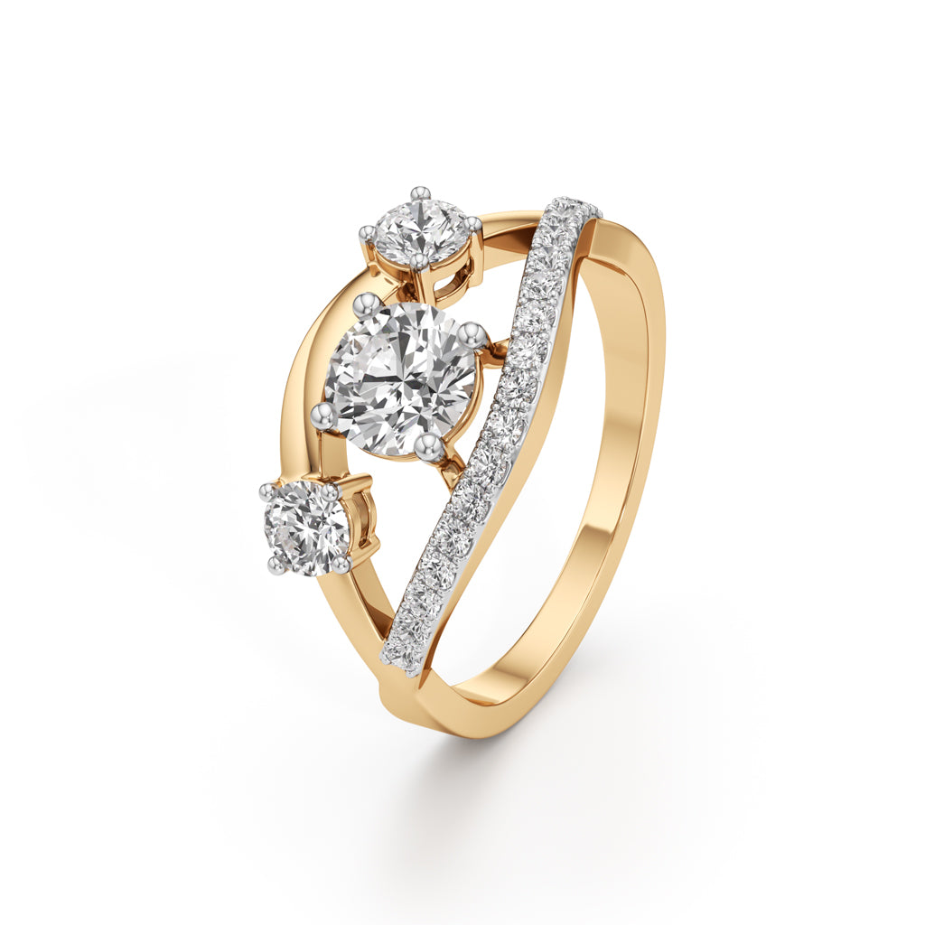Celestia Three-Stone Diamond Arc Ring