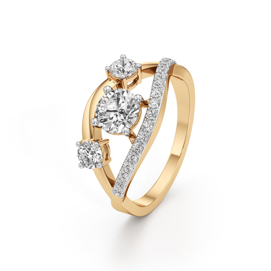 Celestia Three-Stone Diamond Arc Ring