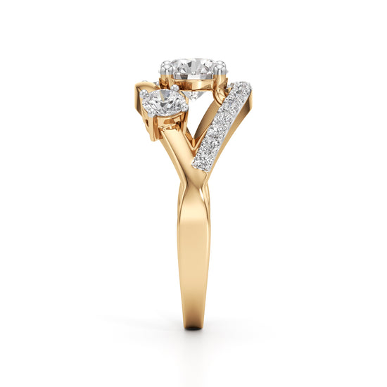 Celestia Three-Stone Diamond Arc Ring