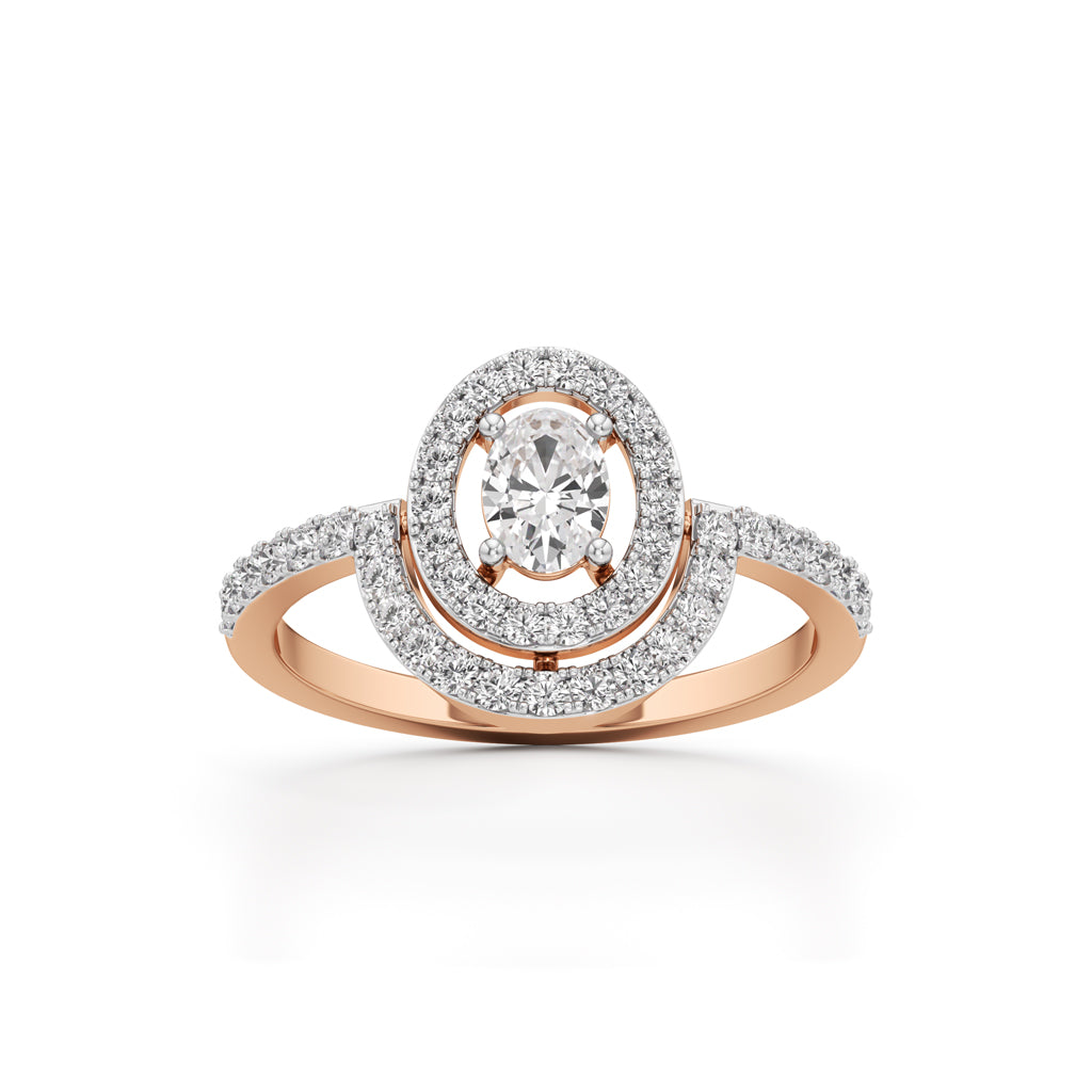 Aurora Double Halo Oval Diamond Ring