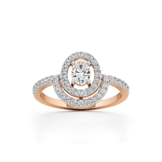 Aurora Double Halo Oval Diamond Ring