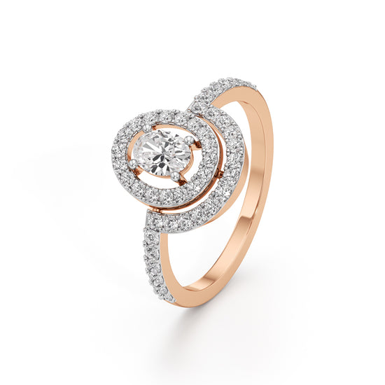 Aurora Double Halo Oval Diamond Ring