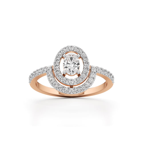 Aurora Double Halo Oval Diamond Ring