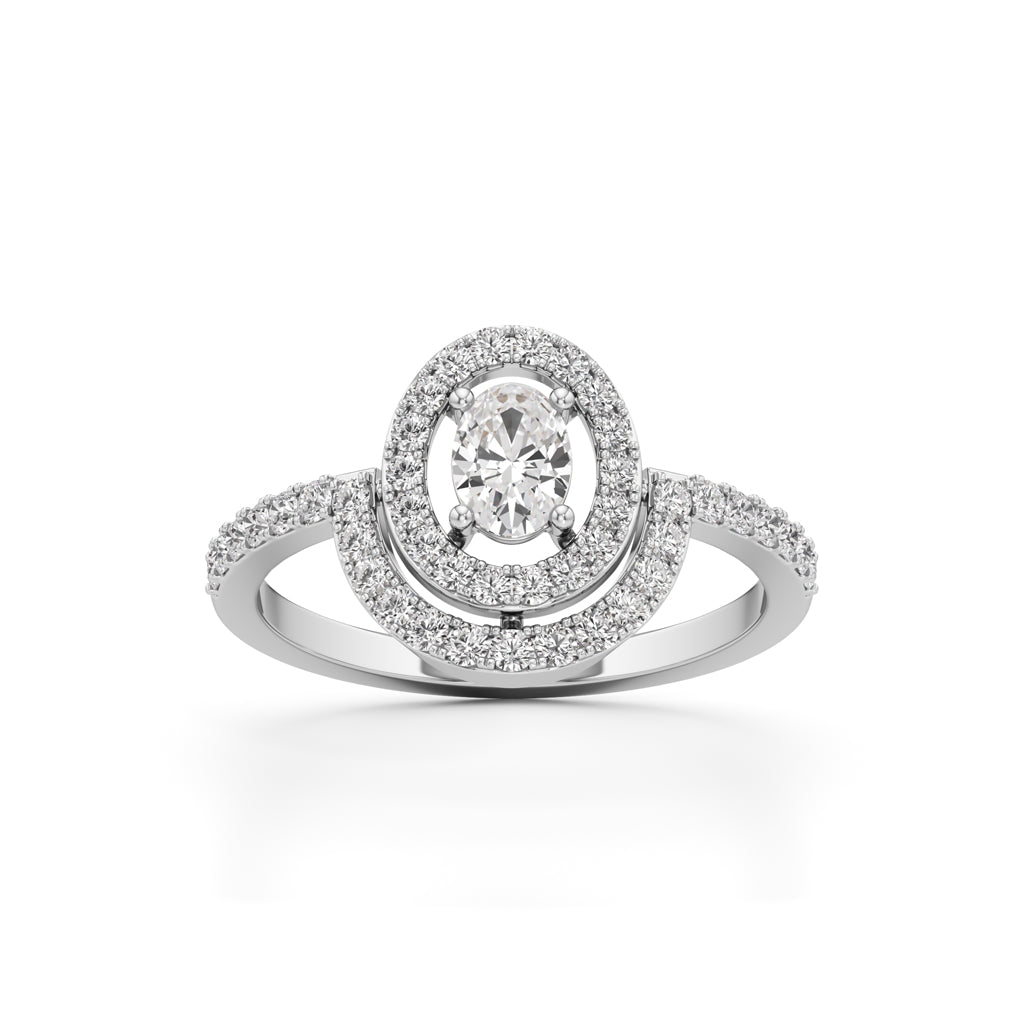 Aurora Double Halo Oval Diamond Ring