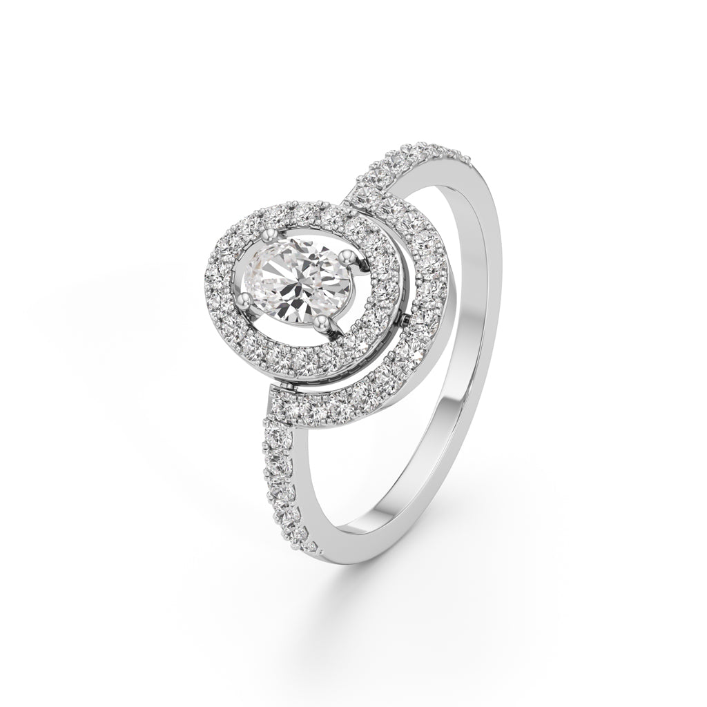 Aurora Double Halo Oval Diamond Ring