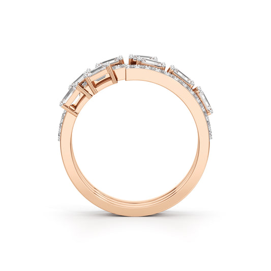 Aurora TripleBand Emerald  Diamond Statement Ring