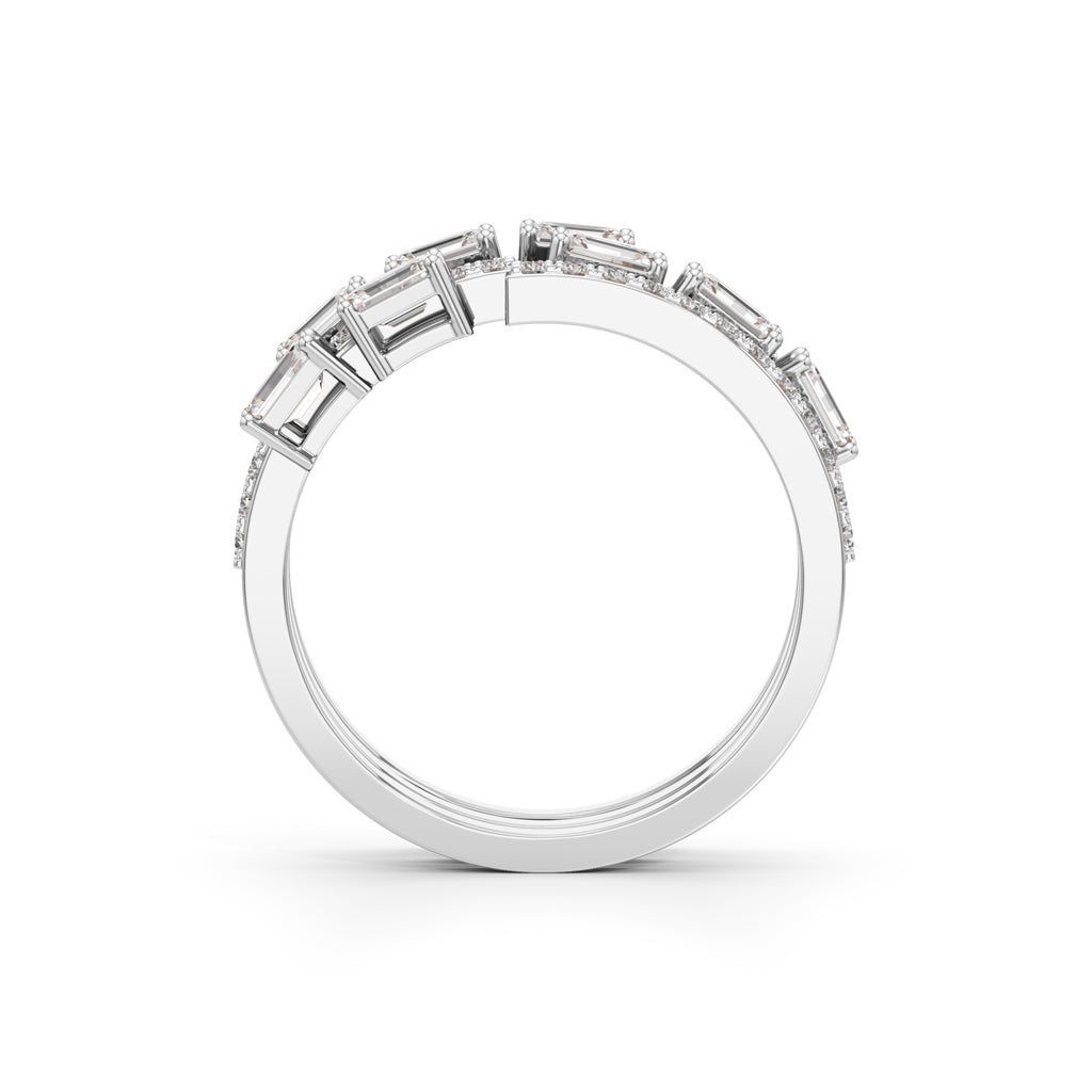 Aurora TripleBand Emerald  Diamond Statement Ring
