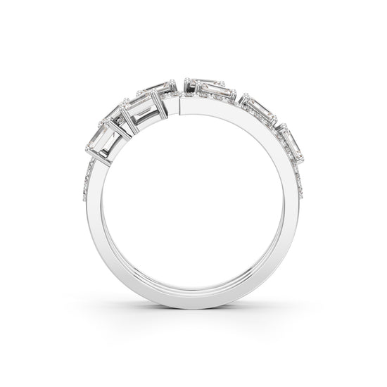 Aurora TripleBand Emerald  Diamond Statement Ring