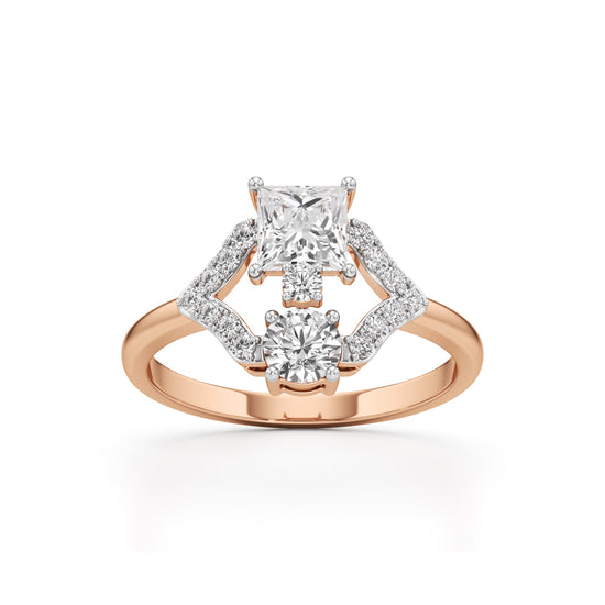 Celestia Geometric Princess-Cut Diamond Ring