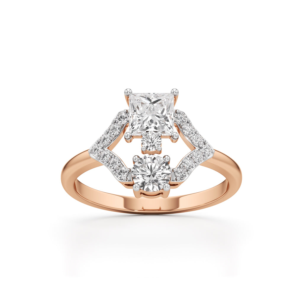 Celestia Geometric PrincessCut Diamond Ring