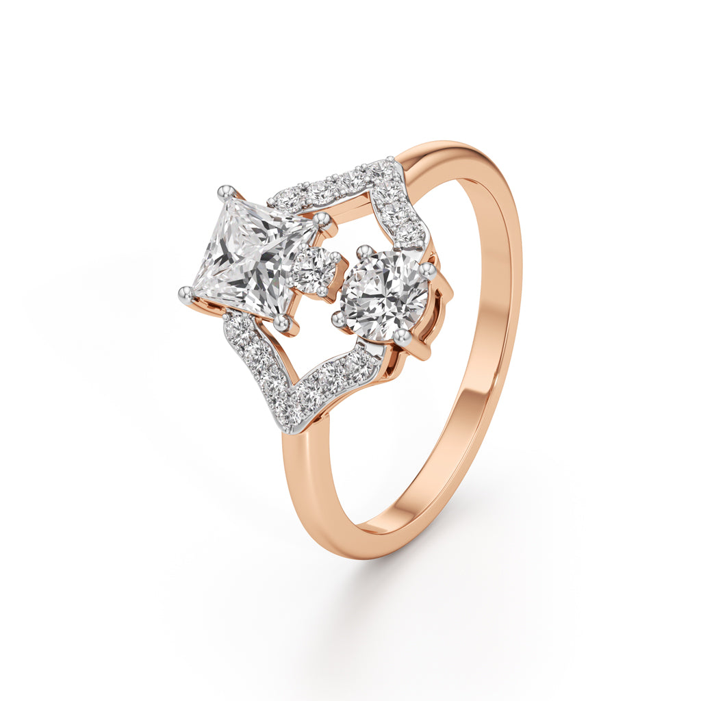 Celestia Geometric PrincessCut Diamond Ring