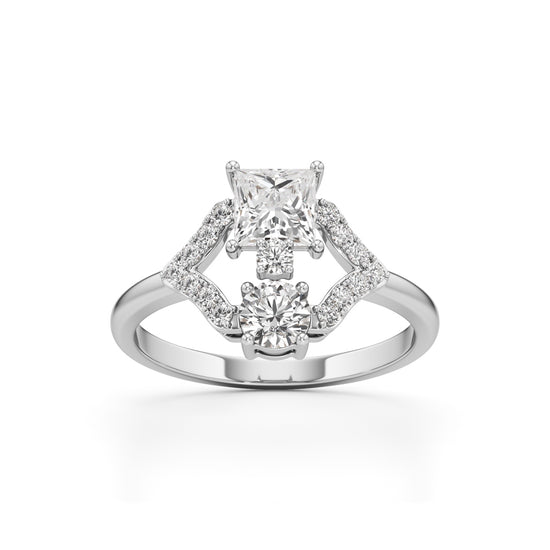 Celestia Geometric PrincessCut Diamond Ring