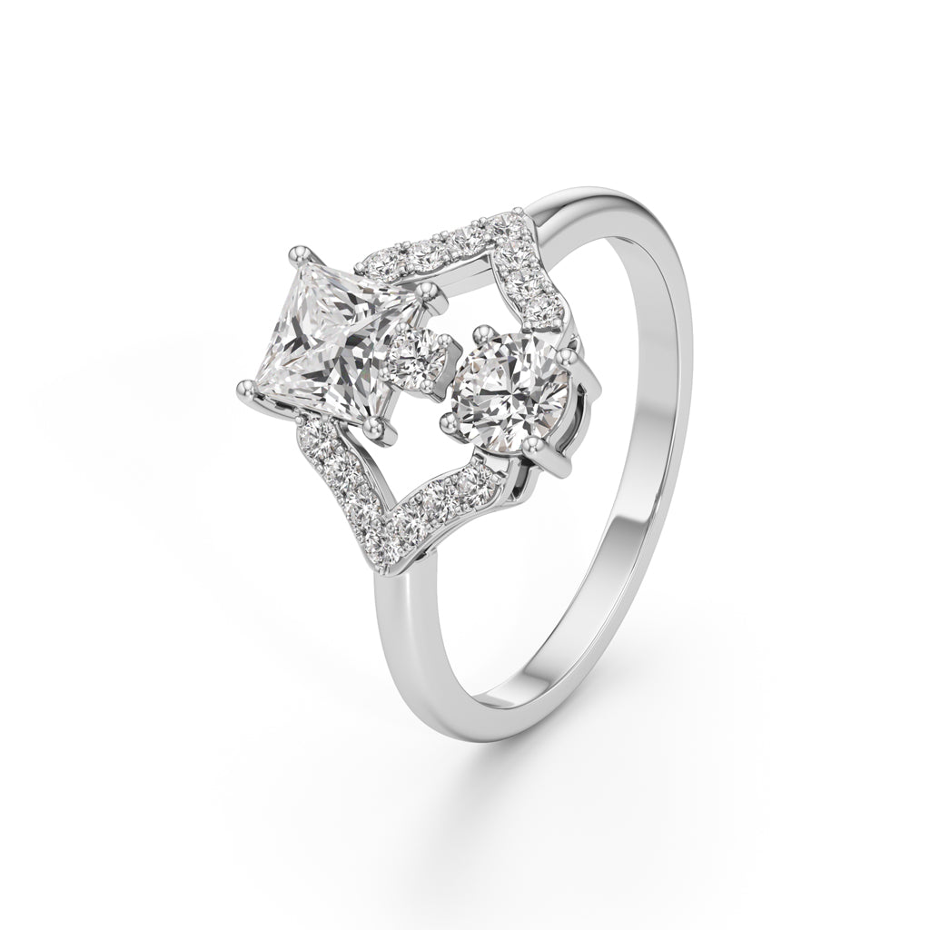 Celestia Geometric PrincessCut Diamond Ring
