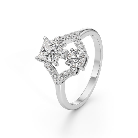 Celestia Geometric PrincessCut Diamond Ring