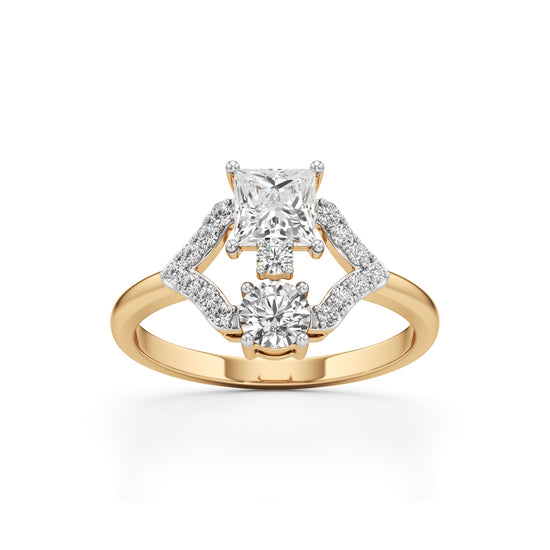 Celestia Geometric Princess-Cut Diamond Ring