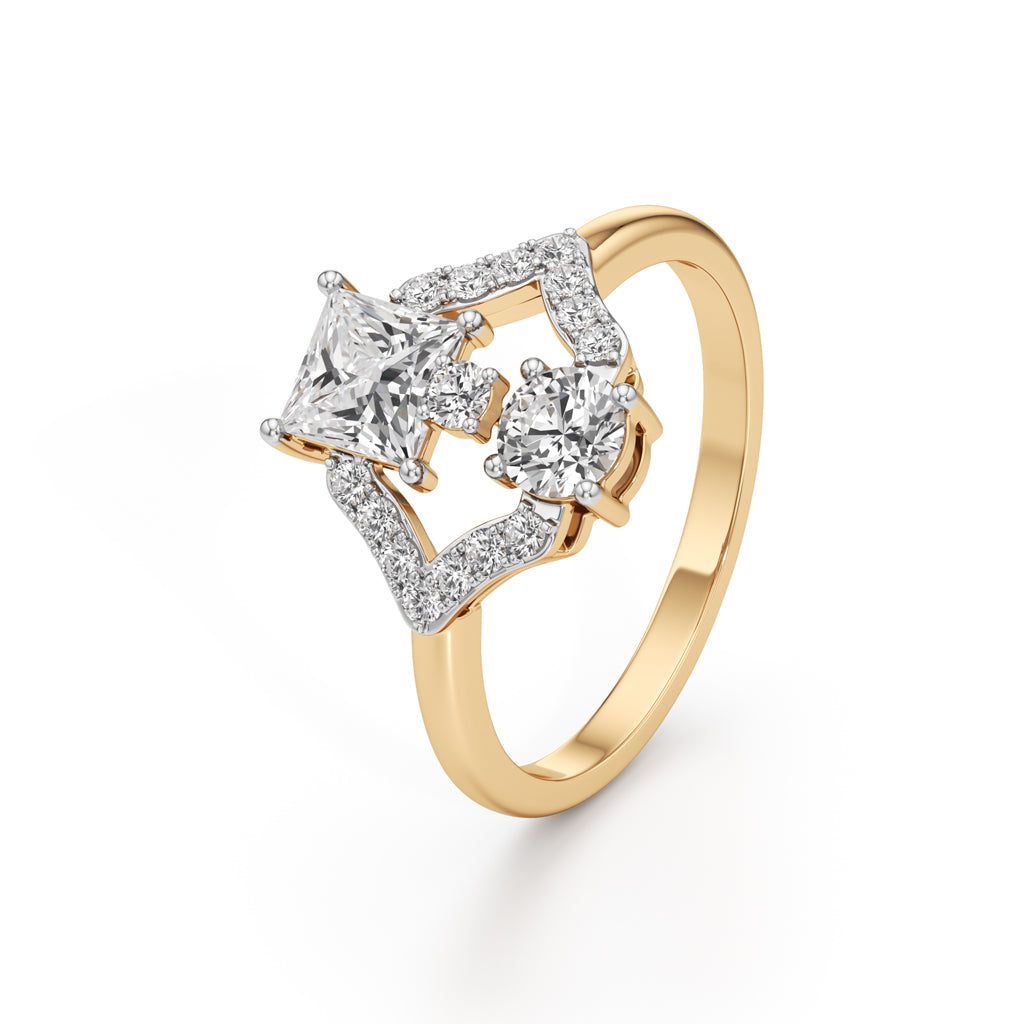 Celestia Geometric Princess-Cut Diamond Ring