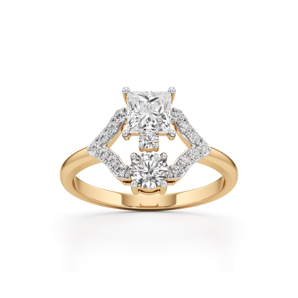Celestia Geometric PrincessCut Diamond Ring