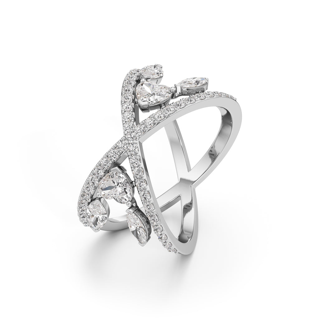 Aurora Crossfire Diamond Ring