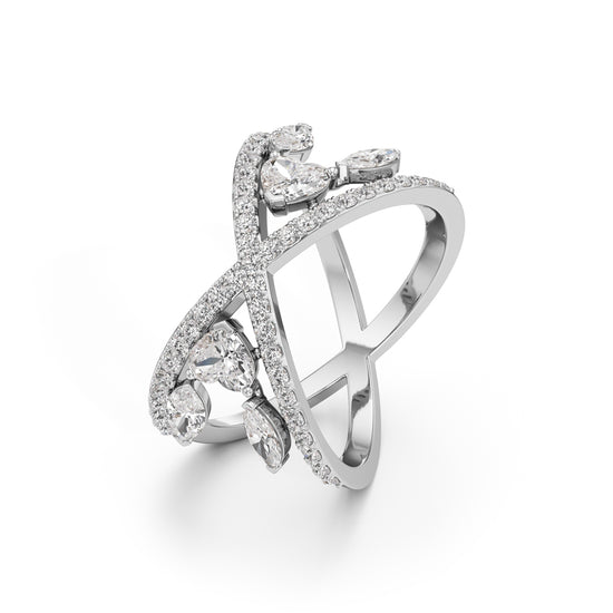 Aurora Crossfire Diamond Ring