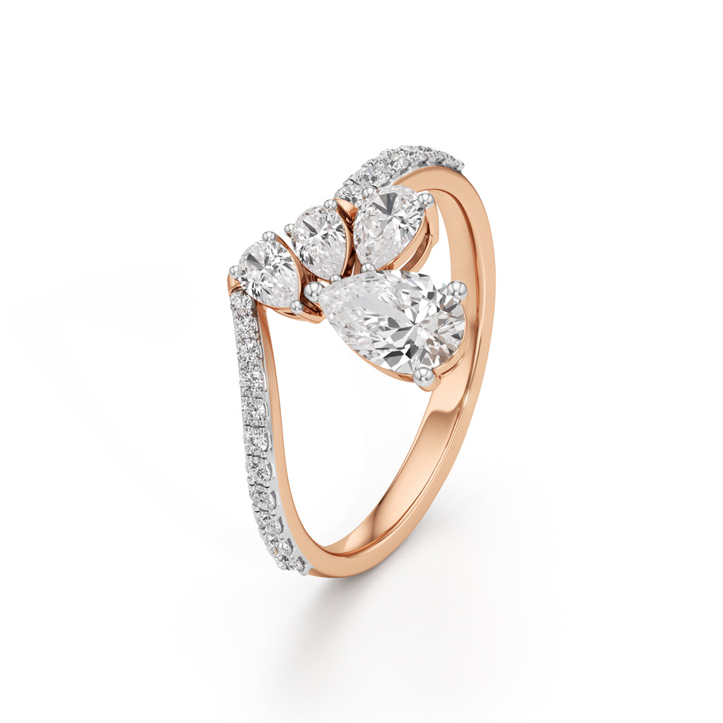 Celestia Pear Cluster Diamond Ring
