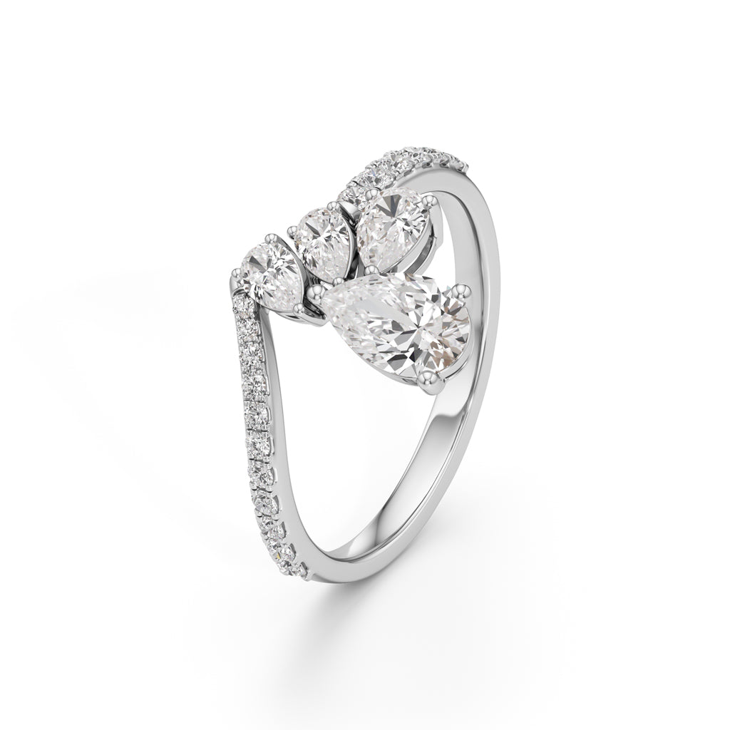 Celestia Pear Cluster Diamond Ring