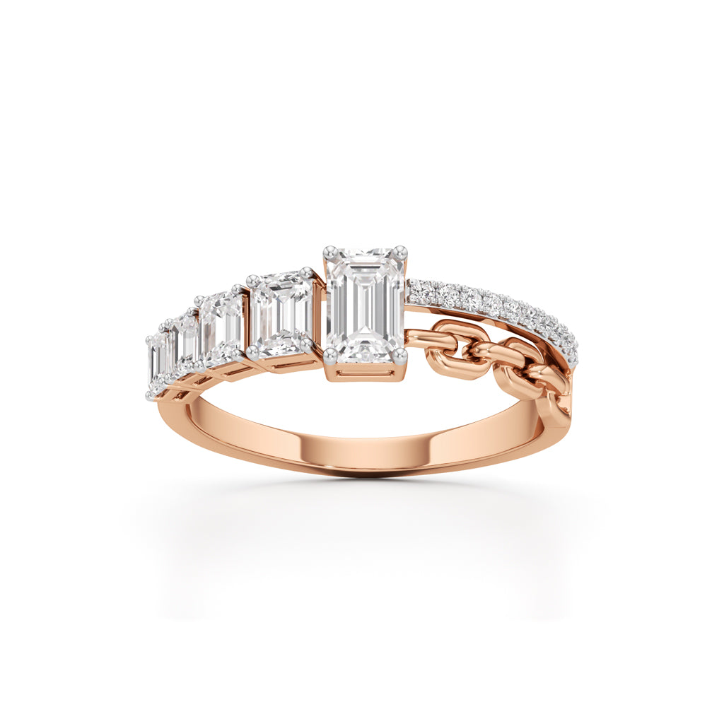 Aurelia Chain-Link Emerald Diamond Ring
