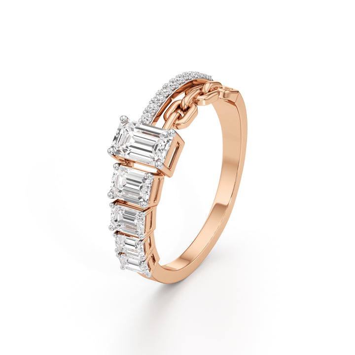 Aurelia Chain-Link Emerald Diamond Ring