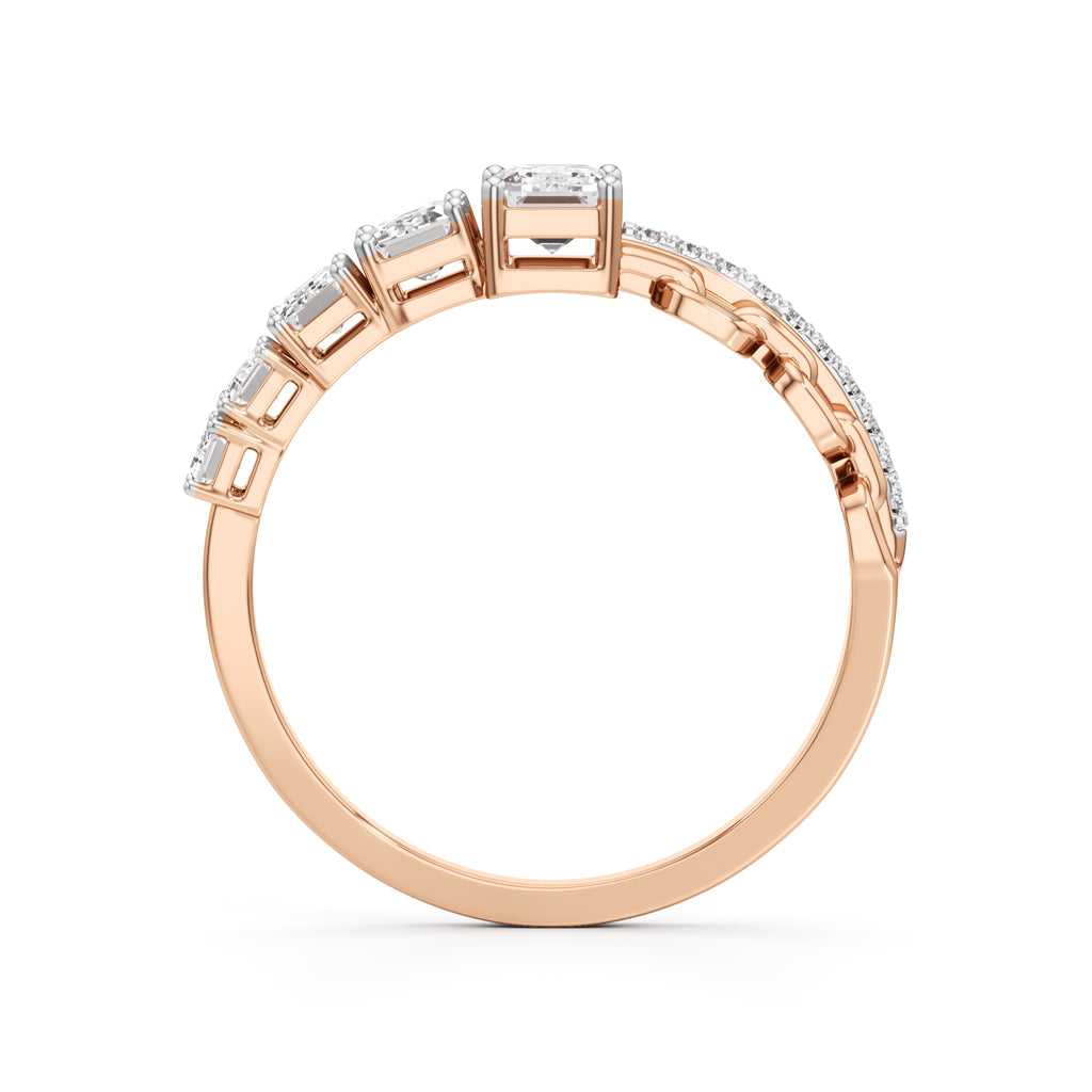 Aurelia Chain-Link Emerald Diamond Ring