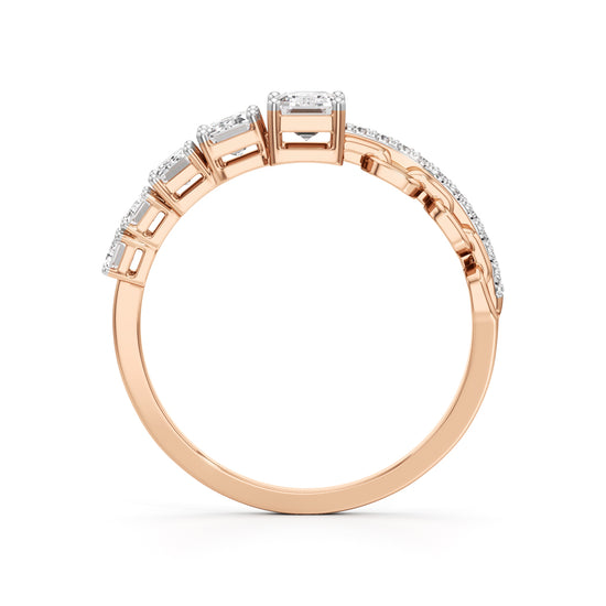 Aurelia Chain-Link Emerald Diamond Ring
