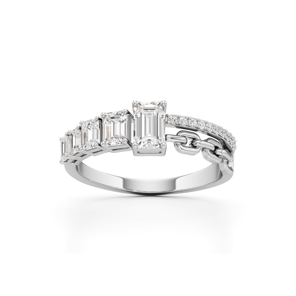 Aurelia Chain-Link Emerald Diamond Ring