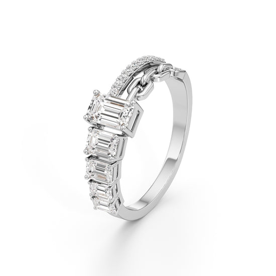 Aurelia Chain-Link Emerald Diamond Ring