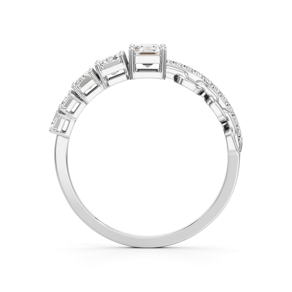 Aurelia Chain-Link Emerald Diamond Ring