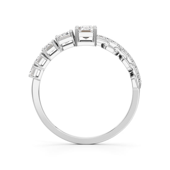 Aurelia Chain-Link Emerald Diamond Ring