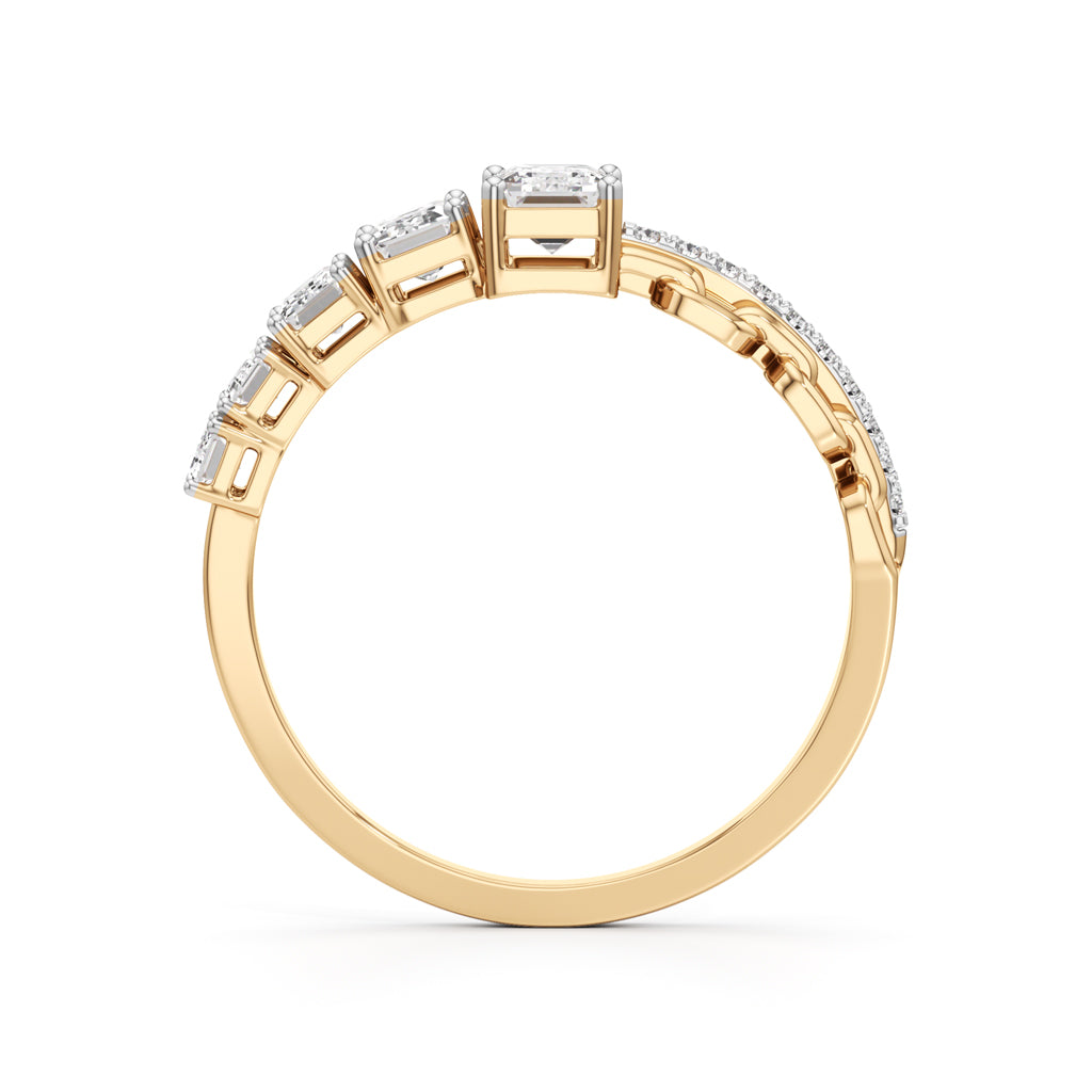 Aurelia Chain-Link Emerald Diamond Ring