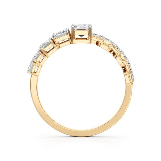 Aurelia Chain-Link Emerald Diamond Ring