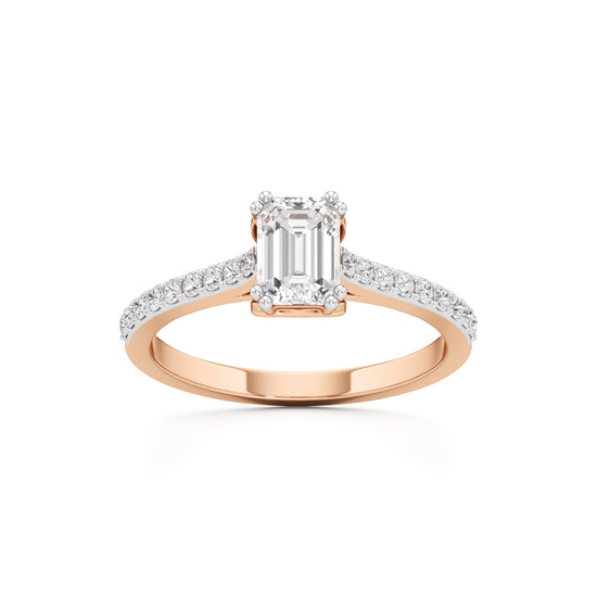 1Ct Emeralde Shape Engagement Collection Side Stone