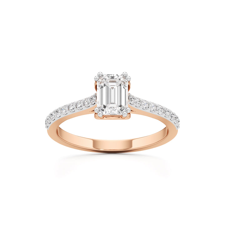 1Ct Emeralde Shape Engagement Collection Side Stone