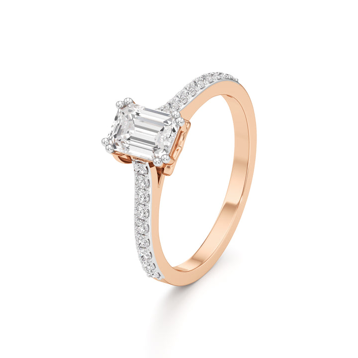 1Ct Emeralde Shape Engagement Collection Side Stone