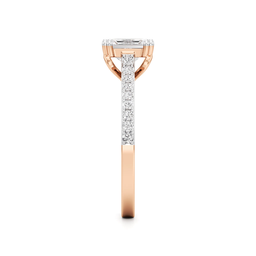 1Ct Emeralde Shape Engagement Collection Side Stone