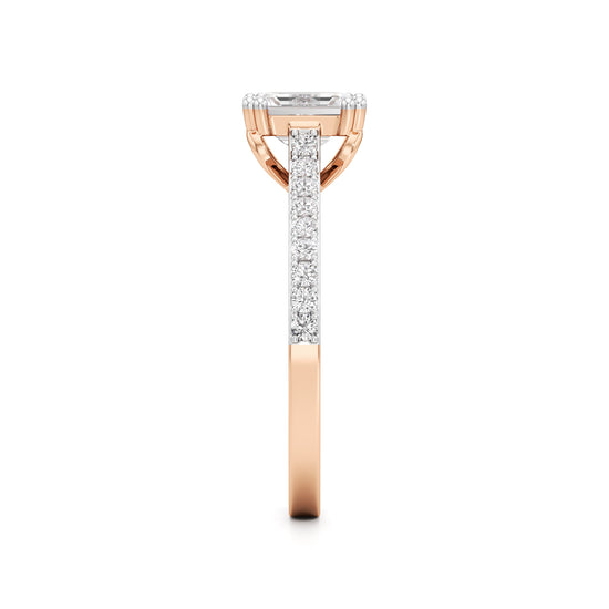 1Ct Emeralde Shape Engagement Collection Side Stone