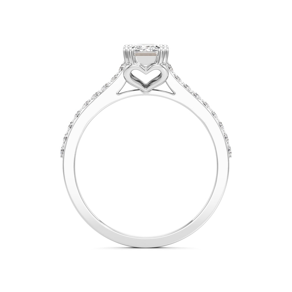 1Ct Emeralde Shape Engagement Collection Side Stone